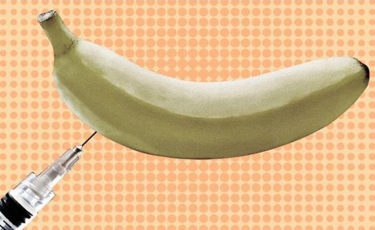 Injectable penis enlargement using a banana for example